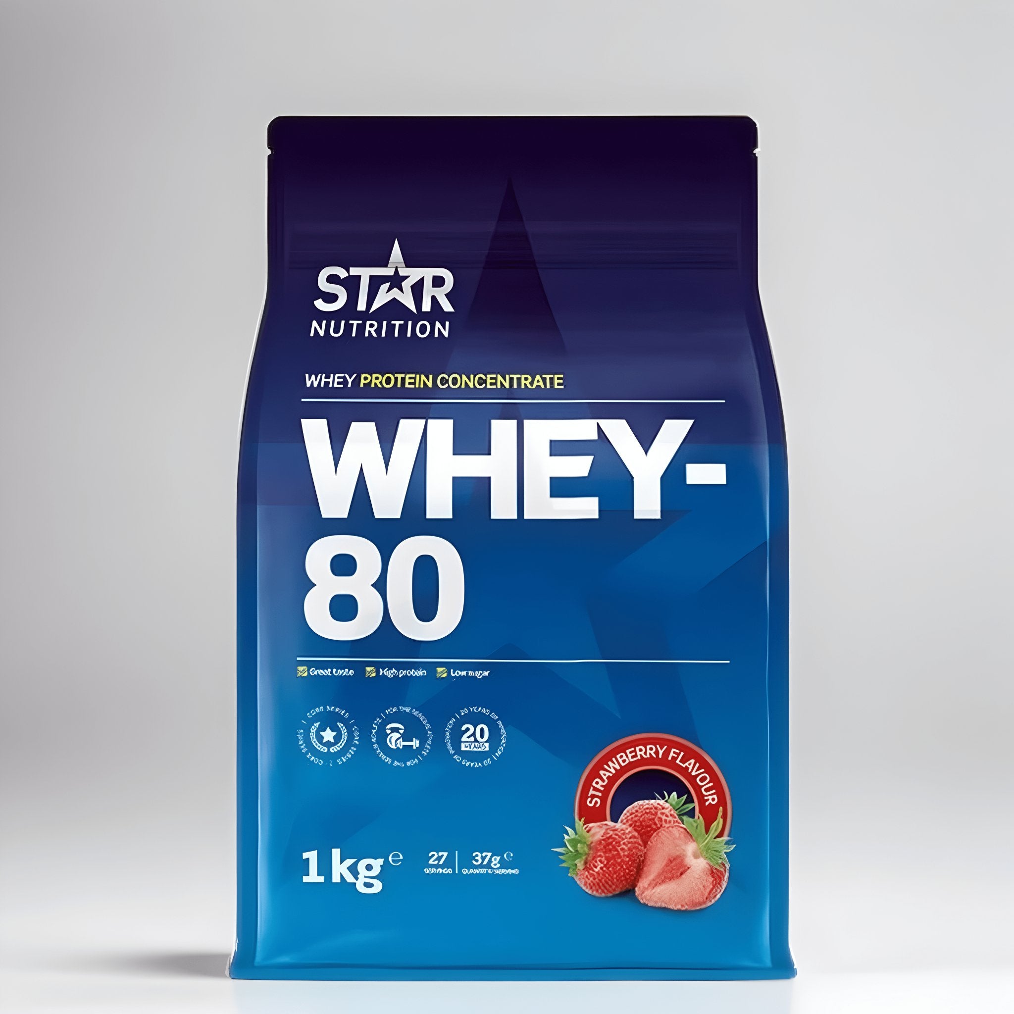 WHEY-80 PROTEINPULVER 1 KG - JORDBÆR