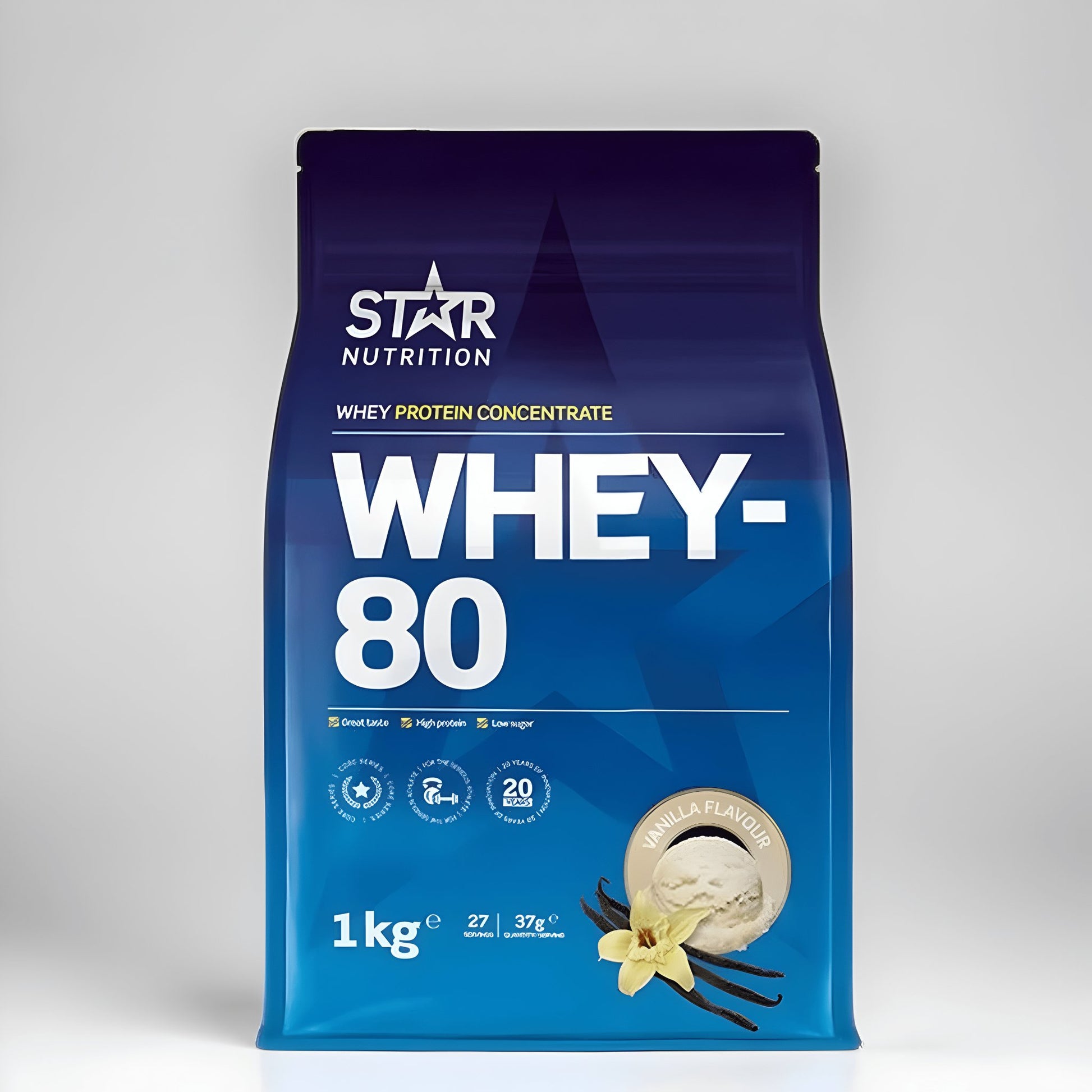 WHEY-80 PROTEINPULVER 1 KG - VANILJE - VYLATE.NO
